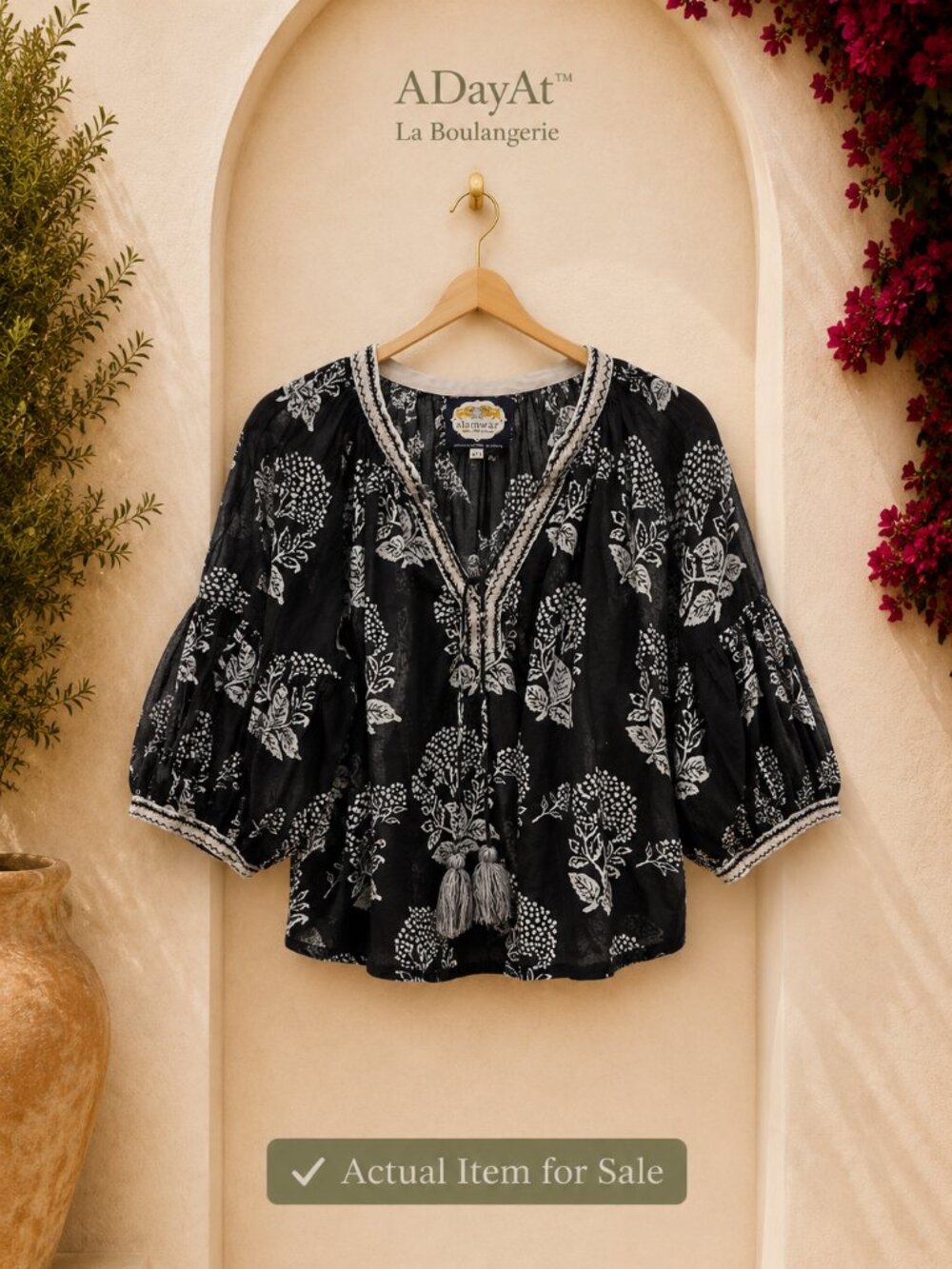 Boho Artisan Cotton Tassel Tunic Top Alamwar Handcrafted India XXL